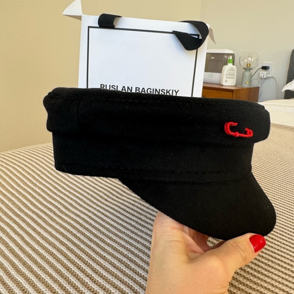 Ruslan Baginskiy Black Baker Cap with Red Embroidery - Picture 3 of 4
